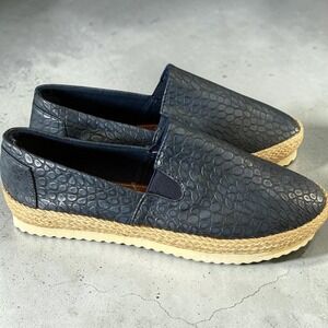 Electric Karma Lulu Espadrille Navy Blue Snakeskin Slip On Platform  sz 10